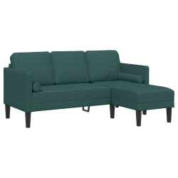 3-osobowa kanapa w kształcie L, ciemnozielona, 160 cm, z materiału