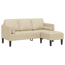 Sofa L-Shaped 3-osobowa Kremowa 160 cm Z Tkaniny