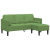 Kanapa 3-osobowa z chaise longue w kształcie L Jasnozielona 160 cm Aksamit