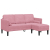 Sofa 3-osobowa  z chaise longue w kształcie L, jasnoróżowa, 160 cm, welurowa