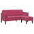 Kanapa 3-osobowa  z chaise longue w kształcie L w kolorze czerwonego wina 160 cm z aksamitnego materiału
