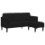 Sofa 3-osobowa z chaise longue L-czarna 160 cm aksamitna