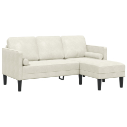 Kanapa L w kolorze kremowym 173x131x67 cm z weluru