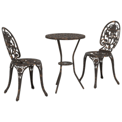 Zestaw bistro do ogrodu 3-częściowy z brązowego aluminium odlewowego
