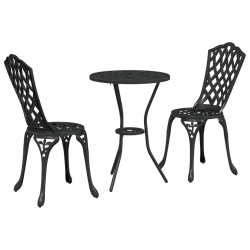 Zestaw bistro do ogrodu 3-częściowy czarny z aluminium odlewanego