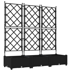 Donica ogrodowa z trelisem 3 sztuki Czarna 120x40x125.5 cm