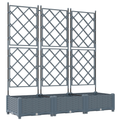 Donica ogrodowa z trellem 3 szt Jasnoszara 120x40x125.5 cm