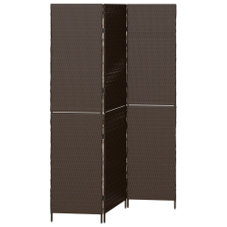 Przesłona Pokoju 3 Panele Składana Brązowa 146x180 cm z Polirattanu