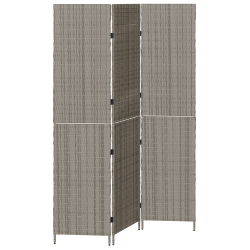 Dzielnik pokoju  3 panele składany szary 147x180 cm z polirattanu