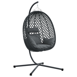 Huśtawka jajkowa  z podstawą antracytową Rattan