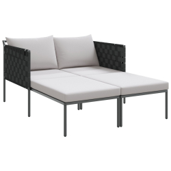 Leżanka z poduszkami dla 2 osób antracytowa 115x153x69,5 cm stal