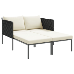 Leżak z poduszkami dla 2 osób antracytowy 115x153x69,5 cm stal