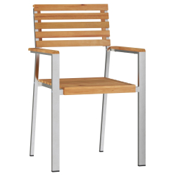 Krzesła ogrodowe stackable  4 szt. z litego drewna tekowego i stali