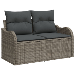 Sofa ogrodowa 2-osobowa z poduszkami szara polirattan