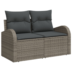 Sofa ogrodowa 2-osobowa z poduszkami Szary Polirattan