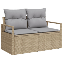 Sofa ogrodowa 2-osobowa z poduszkami Beżowy Rattan
