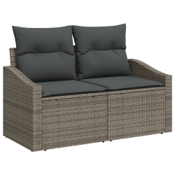 Sofa ogrodowa 2-osobowa z poduszkami szary polirattan