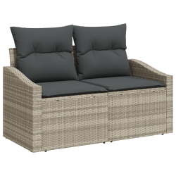 Sofa ogrodowa 2-osobowa z poduszkami szary poly rattan