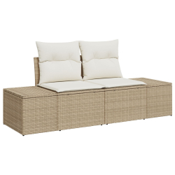 Sofa ogrodowa 2-osobowa z przechowalnią i poduszkami Beżowy Poli Rattan