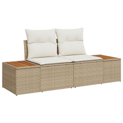Sofa ogrodowa 2-osobowa z poduszkami beżowy poli rattan