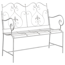 ławka  Biała Metalowa 104 x 54 x 93 cm Trwała Ławka ogrodowa