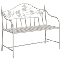ławka  Biała Metalowa 104 x 52,5 x 89 cm Solidna Ławka ogrodowa