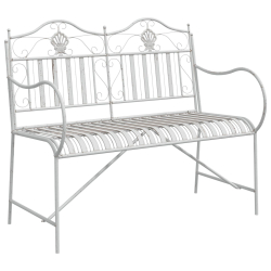 Ławka  Biała Metal 103,5 x 59 x 89 cm Trwała Ławka ogrodowa
