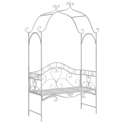 Ławka  Biała Metal 121 x 48 x 200 cm Dekoracyjne wstawki