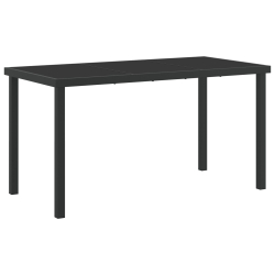 Czarny Stół Ogrodowy  140x80x73 cm Szkło Hartowane