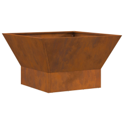 Ognisko kwadratowe brązowe 60x60x35 cm ze stali zwietrzałej