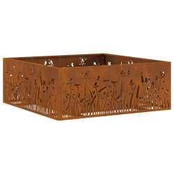 Ognisko Kwadratowe 80x80x30 cm Stal Zwieżona