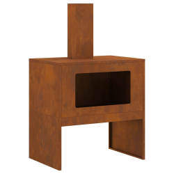 Piec Ogniskowy z Kominem 60x40x96 cm Stal Zwiechana