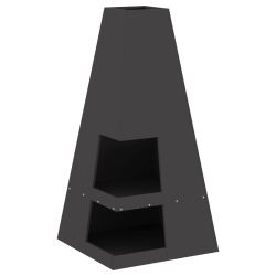 Ognisko z Magazynem na Drewno Czarny 50x50x100 cm Stal