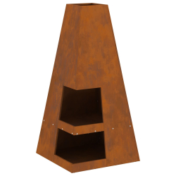 Ognisko z miejscem na drewno 50x50x100 cm Stal odporna na warunki atmosferyczne