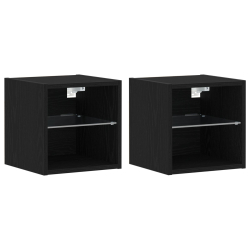 Szafka RTV LED 2 sztuki Dąb Czarny 30x28,5x30 cm Drewno inżynieryjne