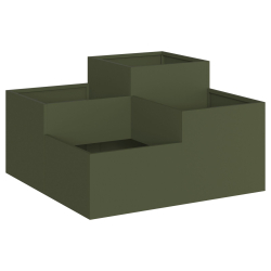 Donica Ogrodowa 100x100x48 cm Oliwkowa Stal
