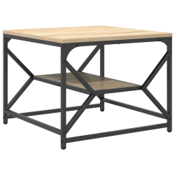 Stolik kawowy  z półką w dębie Sonoma – 51x50x40 cm – Z materiału drewnopochodnego