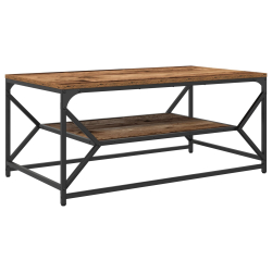 Stolik kawowy z półką w stylu vintage, 90x50x40 cm, z drewna inżynieryjnego