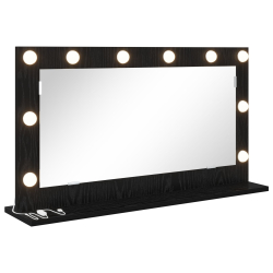 Lustro toaletowe z oświetleniem LED dąb czarny 80x45x18 cm