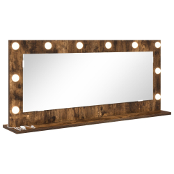 Lustro toaletowe  z oświetleniem LED Dąb dymiony 100x45x18 cm