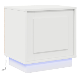 Szafka nocna z lampkami LED Biała 44x34,5x45 cm