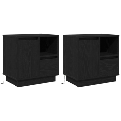 Szafki nocne  z LED 2 sztuki Czarny Dąb 50x34,5x50 cm