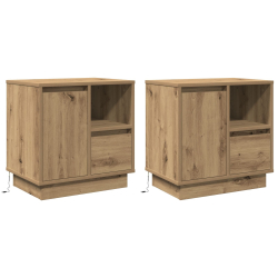 Szafki nocne z LED 2 sztuki z dębu rzemieślniczego 50x34,5x50 cm
