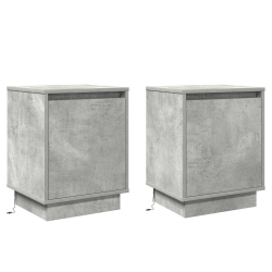 Stoliki nocne  z LED 2 szt. Szary beton 39x34,5x50 cm
