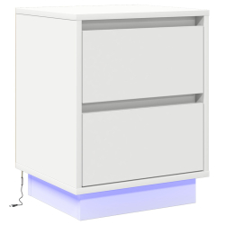 Stolik nocny  z lampkami LED Biały 39x34.5x50 cm