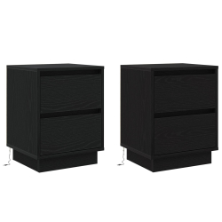 Szafki Nocne z LED 2 szt. Czarny 39x34.5x50 cm