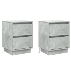 Szafki nocne  z taśmami LED 2 szt. Szary beton 39x34.5x50 cm