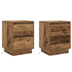 Szafki nocne  z LED 2 szt. Stare drewno 39x34,5x50 cm