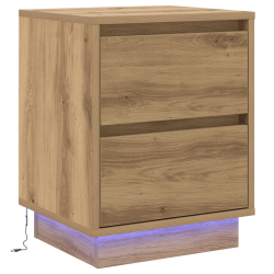 Szafka nocna  z lampkami LED Dąb rzemieślniczy 39x34,5x50 cm