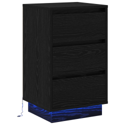 Stolik nocny  z LED Czarne dębowe 39x34.5x65 cm Materiał drewnopochodny
